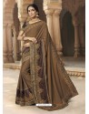 Brown Georgette Embroidered Designer Saree