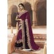 Deep Wine Georgette Embroidered Designer Saree