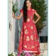 Red Silk Hand Worked Designer Gown