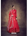 Red Heavy Tapeta Silk Embroidered Anarkali Suit