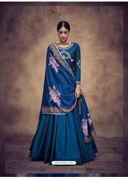 Peacock Blue Heavy Tapeta Silk Embroidered Anarkali Suit