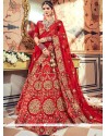 Red Fancy Fabric Embroidered Designer Bridal Lehenga Choli