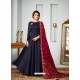 Navy Blue Georgette Embroidered Anarkali Suit