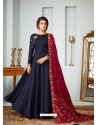 Navy Blue Georgette Embroidered Anarkali Suit