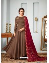 Brown Georgette Embroidered Anarkali Suit