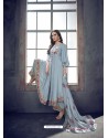 Aqua Grey Pure Heavy Maslin Designer Palazzo Suit