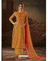 Mustard Cotton Printed Palazzo Suit