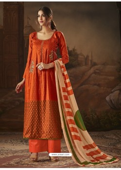 Orange Cotton Printed Palazzo Suit