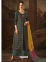 Dull Grey Cotton Printed Palazzo Suit