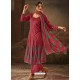 Rose Red Cotton Printed Palazzo Suit