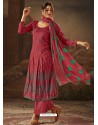 Rose Red Cotton Printed Palazzo Suit