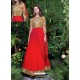 Red And Gold Shaded Net Heavy Embroidered Designer Gown