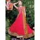 Crimson Net Satin Heavy Embroidered Designer Gown