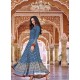 Teal Blue Soft Silk Long Kurti