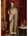 Beige Silk Sequence Embroidered Party Wear Saree