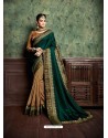 Dark Green And Gold Party Wear Designer Silk Saree