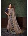 Taupe Party Wear Designer Silk Saree