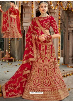 Eyeful Red Silk Heavy Embroidered Designer Bridal Lehenga Choli