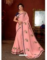 Pink Crepe Silk Stone Embroidered Party Wear Saree