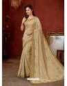 Gold Crepe Silk Stone Embroidered Party Wear Saree