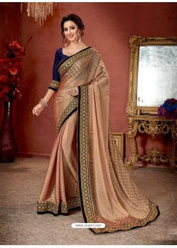 Old Rose Crepe Chiffon Stone Embroidered Party Wear Saree