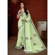 Sea Green Crepe Silk Stone Embroidered Party Wear Saree