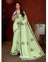 Sea Green Crepe Silk Stone Embroidered Party Wear Saree