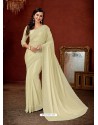 Cream Shimmer Stone Embroidered Party Wear Saree