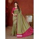 Mehendi Crepe Silk Stone Embroidered Party Wear Saree