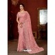 Pink Net Stone Embroidered Party Wear Saree