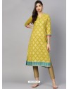 Green Cotton Printed Readymade Kurti