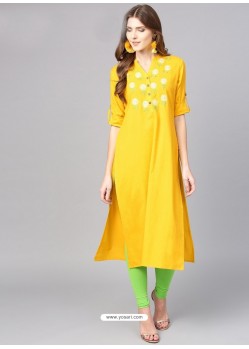 Groovy Yellow Rayon Printed Readymade Kurti