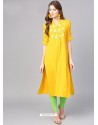 Groovy Yellow Rayon Printed Readymade Kurti