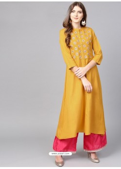 Mustard Rayon Printed Readymade Kurti