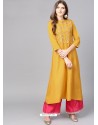 Mustard Rayon Printed Readymade Kurti