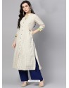 Off White Cotton Printed Readymade Kurti