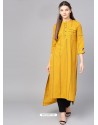 Mustard Cotton Printed Readymade Kurti