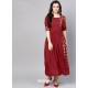 Maroon Viscose Rayon Printed Readymade Kurti