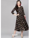 Black Cotton Printed Readymade Kurti