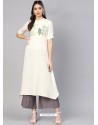 Heavenly White Rayon Printed Readymade Kurti