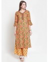 Light Orange Cotton Printed Readymade Kurti