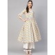 Decent White Cotton Printed Readymade Kurti