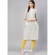 Light Grey Polyster Printed Readymade Kurti