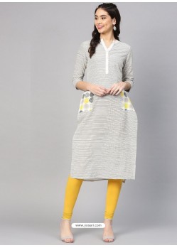 Light Grey Polyster Printed Readymade Kurti