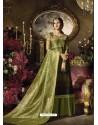 Green Satin Georgette Thread Worked Palazzo Suit