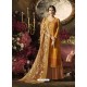 Mustard Satin Georgette Thread Worked Palazzo Suit