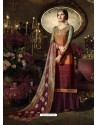 Maroon And Orange Satin Georgette Thread Worked Palazzo Suit