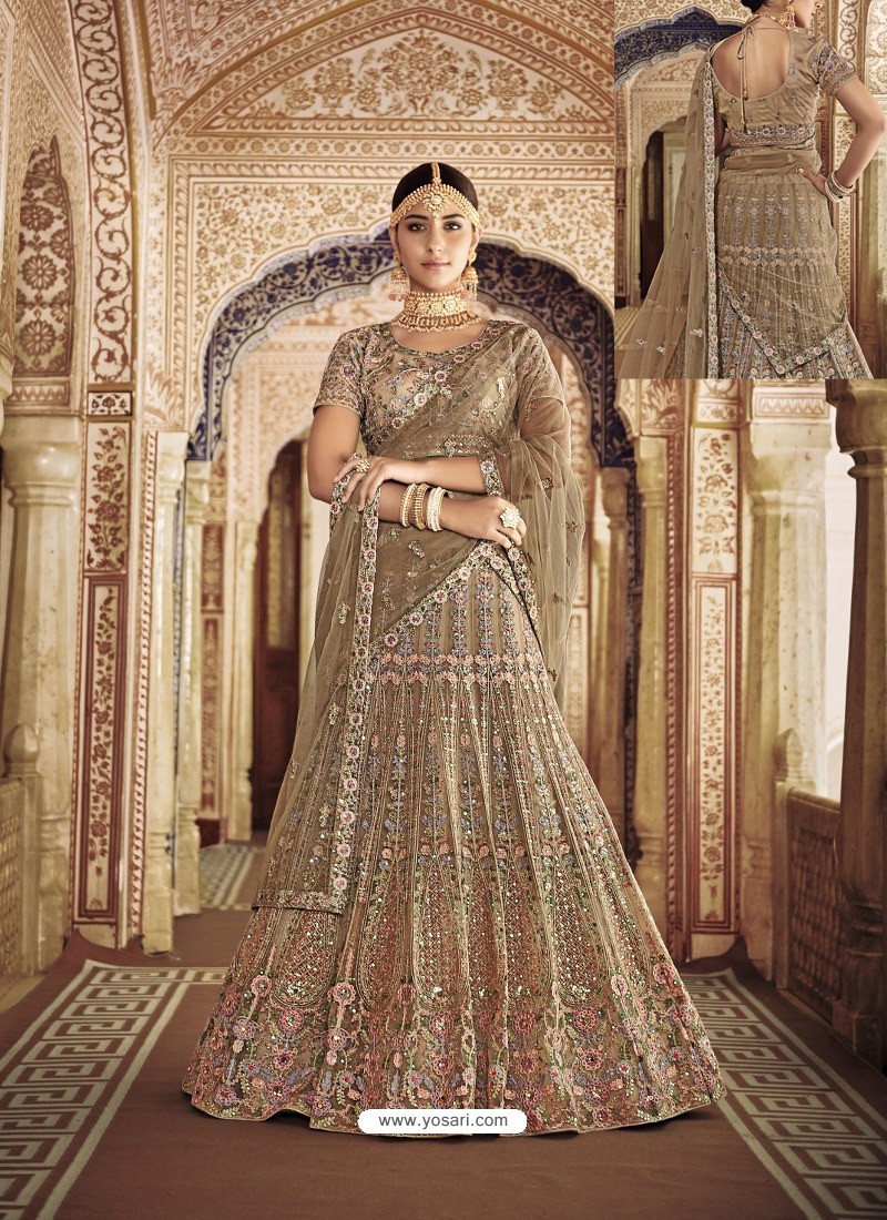 Buy Green Net Embroidered Dhalia Floral Bridal Lehenga Set For Women by  Pallavi Poddar Online at Aza Fashions.