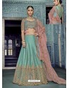 Sky Blue Silk Net Heavy Embroidered Bridal Lehenga Choli