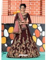 Maroon Tapeta Satin Silk Embroidered Designer Lehenga Choli